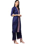 Blue Poly Silk Palazzo Suit Closure View