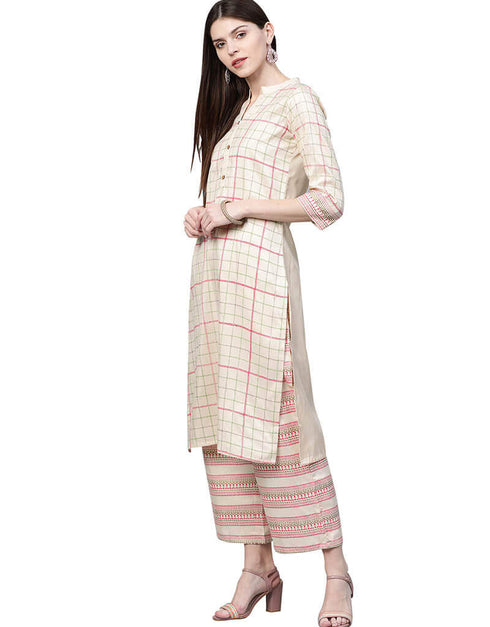 White Poly Silk Palazzo Suit Closure View