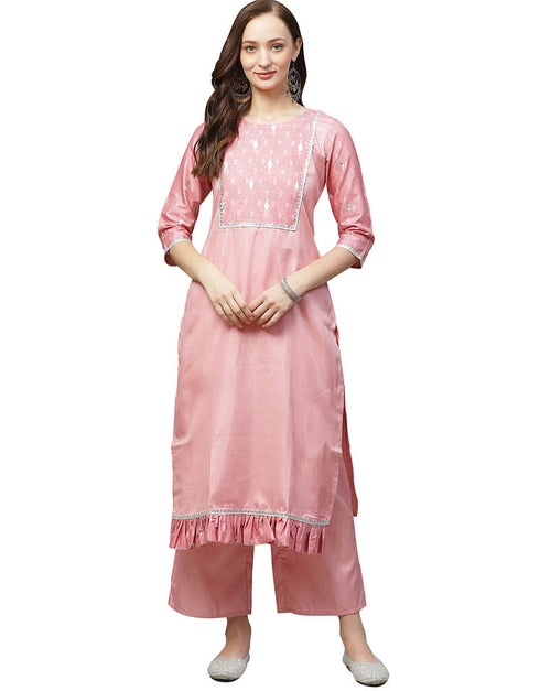 Rose Pink Poly Silk Palazzo Straight