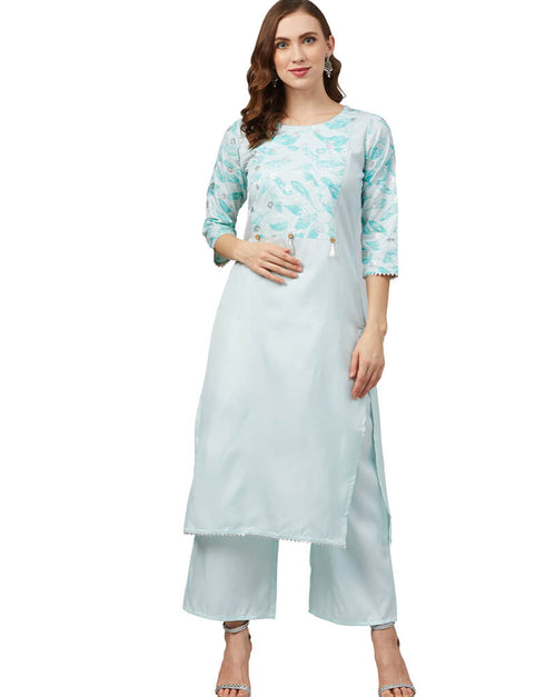 Sky Blue Poly Silk Palazzo Straight