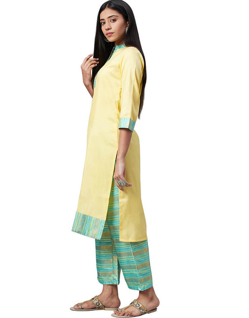 Yellow Poly Silk Palazzo Straight Closure View