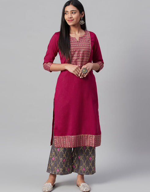 Pink Poly Silk Palazzo Straight