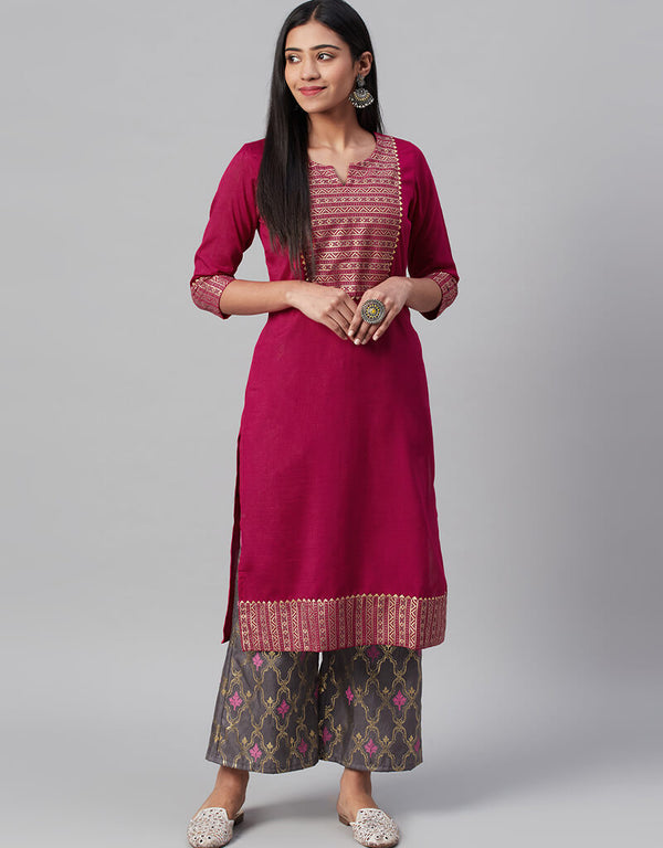 Pink Poly Silk Palazzo Straight