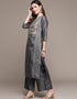Grey Poly Silk Palazzo Straight Closure View