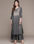 Grey Poly Silk Palazzo Straight