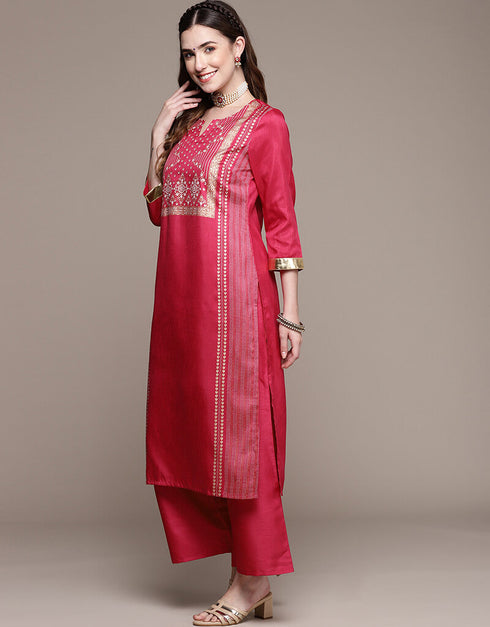 Pink Poly Silk Palazzo Straight Closure View