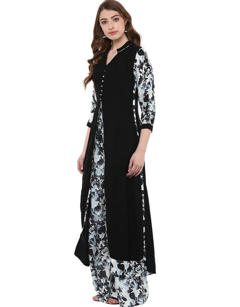 Black Rayon Palazzo Straight Closure View