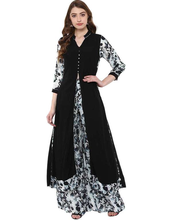Black Rayon Palazzo Straight