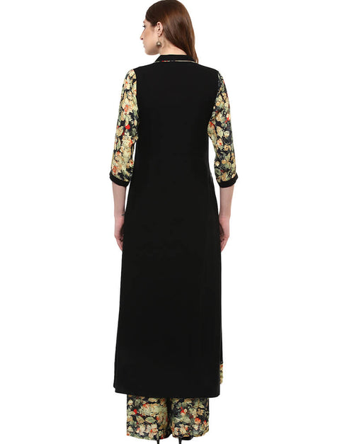 Black Rayon Palazzo Straight Back View