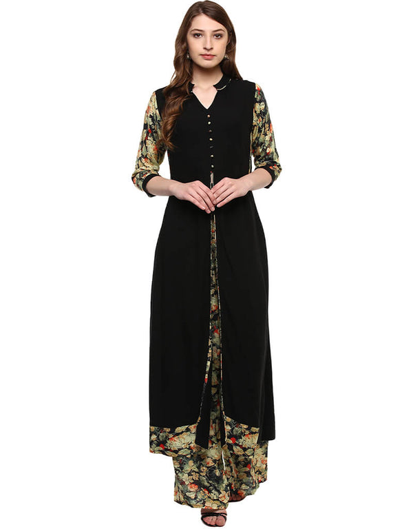 Black Rayon Palazzo Straight