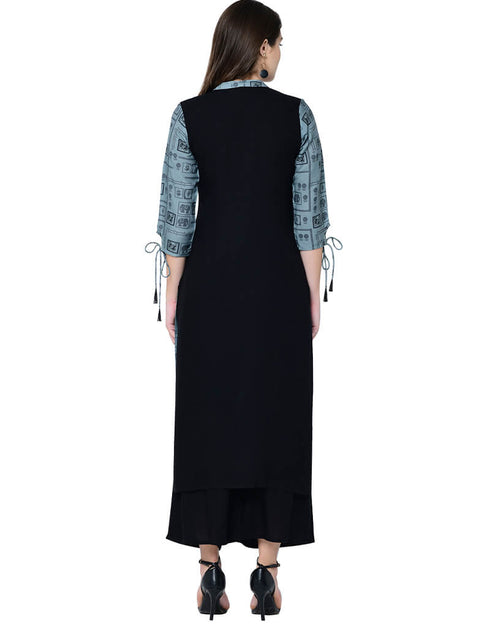 Blue Rayon Palazzo Straight Closure View