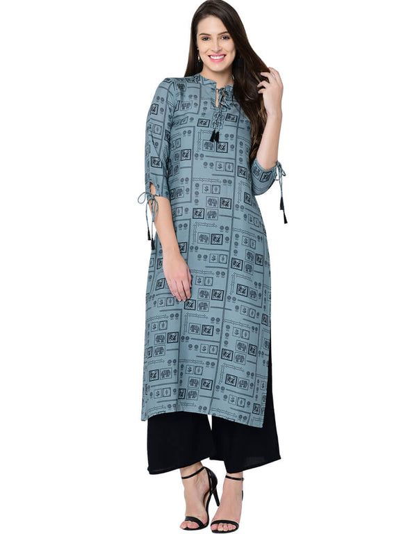 Blue Rayon Palazzo Straight