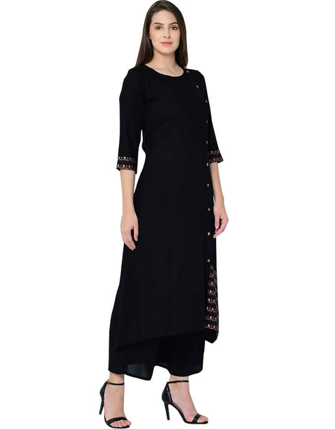 Black Rayon Palazzo Straight