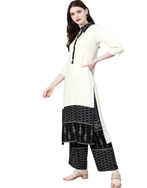 White Rayon Palazzo Straight Closure View