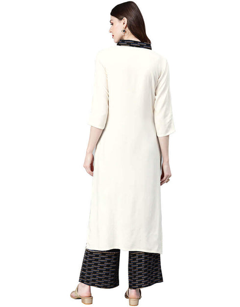 White Rayon Palazzo Straight Back View