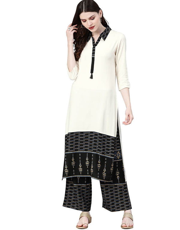 White Rayon Palazzo Straight