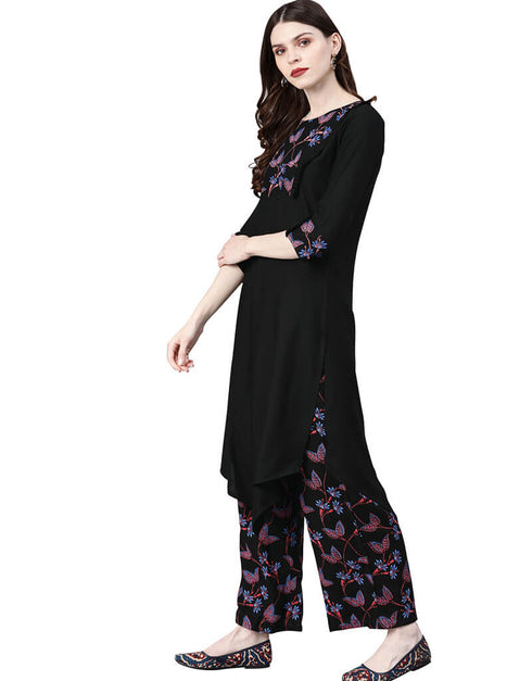 Black Rayon Palazzo Straight Closure View