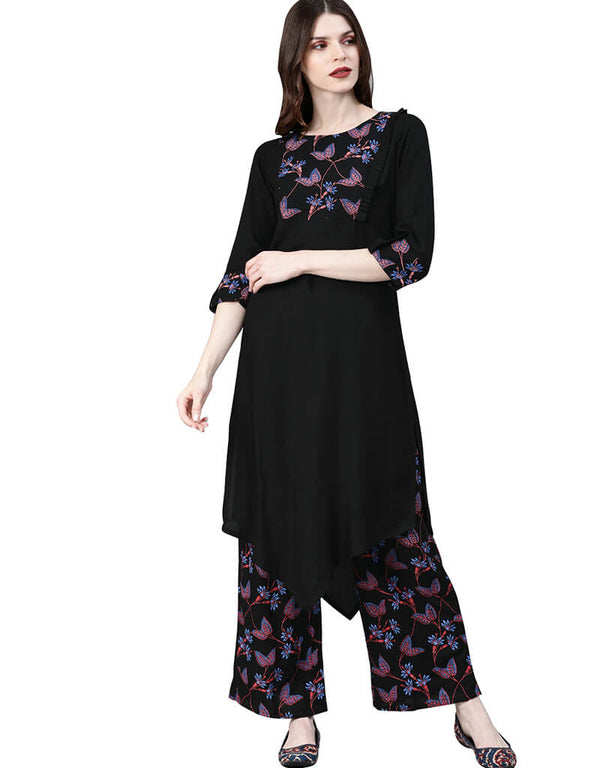 Black Rayon Palazzo Straight