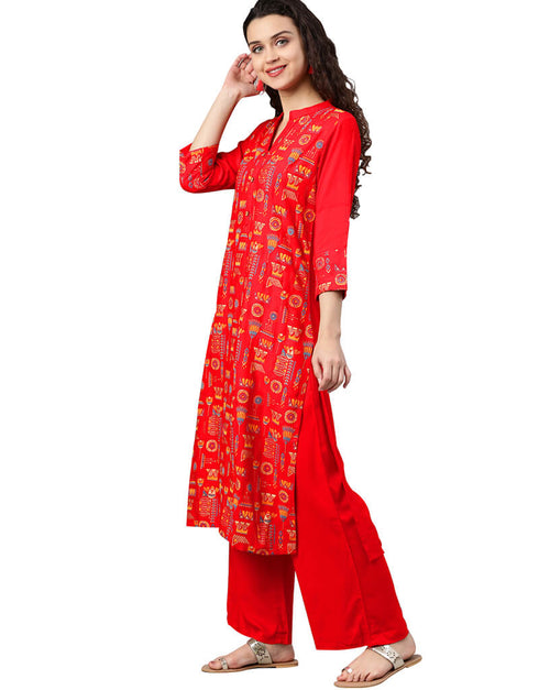 Orange Rayon Palazzo Straight Closure View