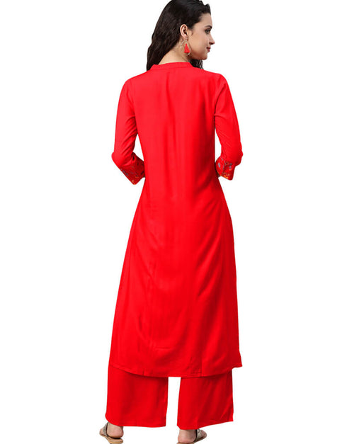 Orange Rayon Palazzo Straight Back View