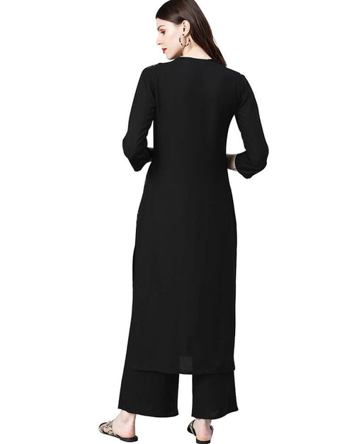 Black Rayon Palazzo Straight Back View