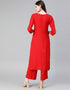 Red Rayon Palazzo Straight Back View