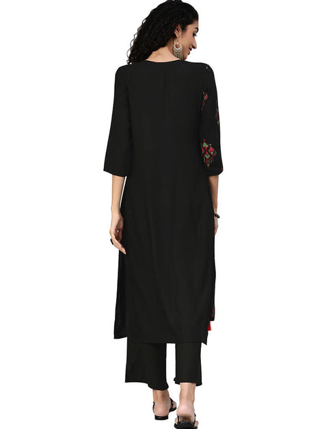 Black Rayon Palazzo Straight Back View