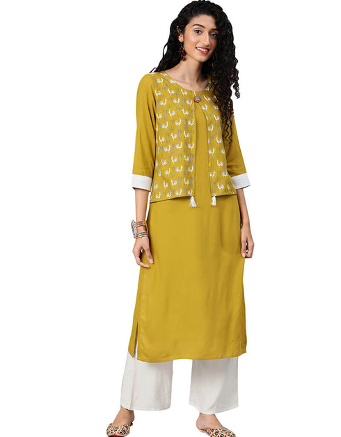 Yellow Rayon Palazzo Straight