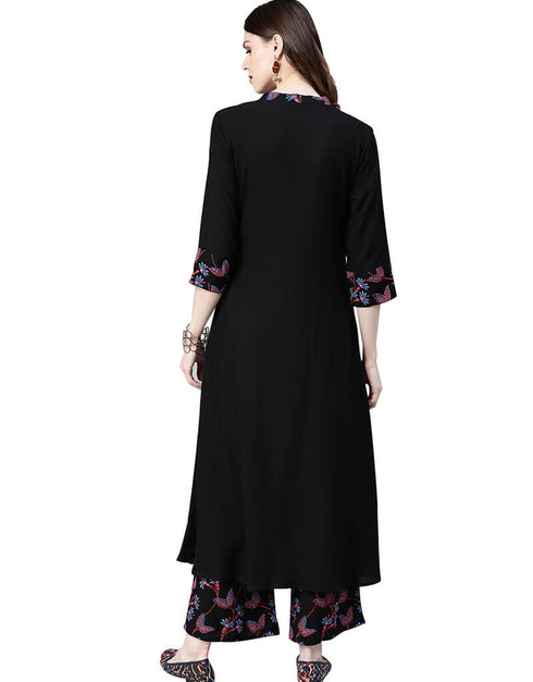 Black Rayon Palazzo Straight Back View