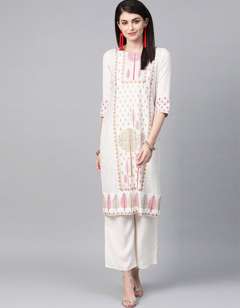 White Rayon Palazzo Straight
