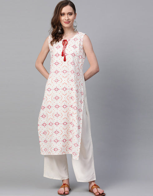 White Rayon Palazzo Straight