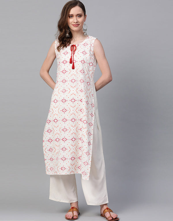 White Rayon Palazzo Straight