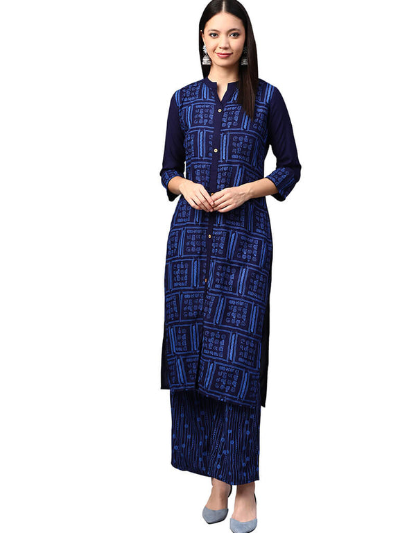 Blue Cotton Palazzo Straight