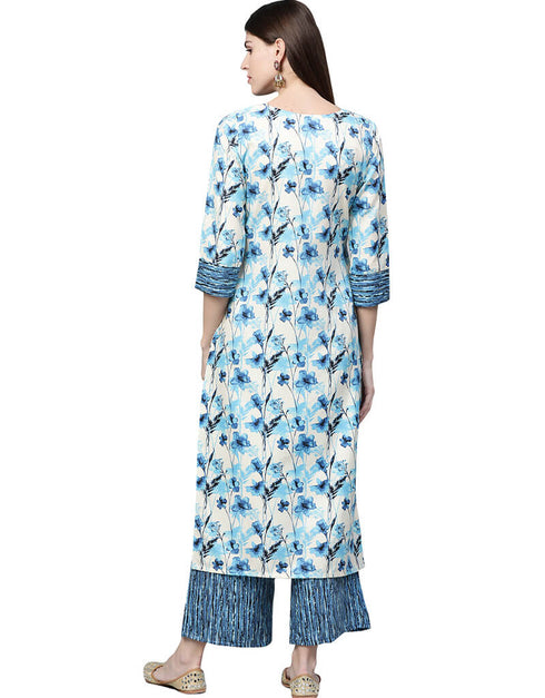 White Cotton Palazzo Straight Back View