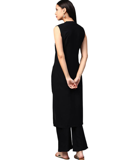 Black Cotton Palazzo Straight Back View