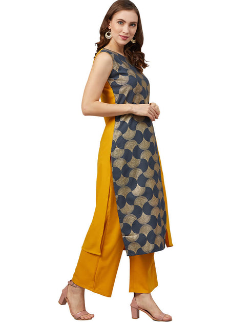 Yellow Rayon Palazzo Straight Closure View