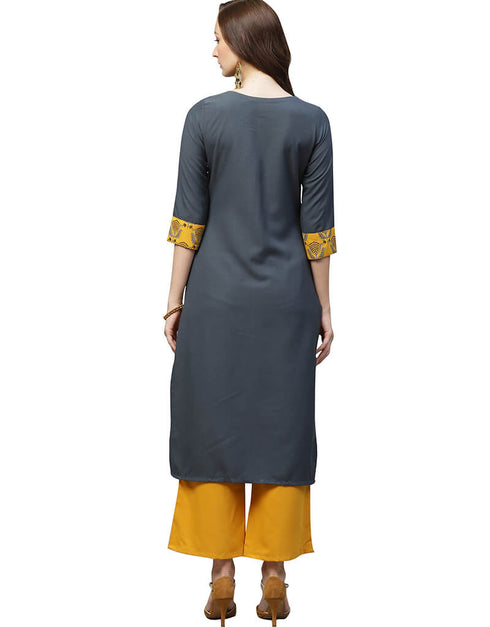 Grey Rayon Palazzo Straight Back View