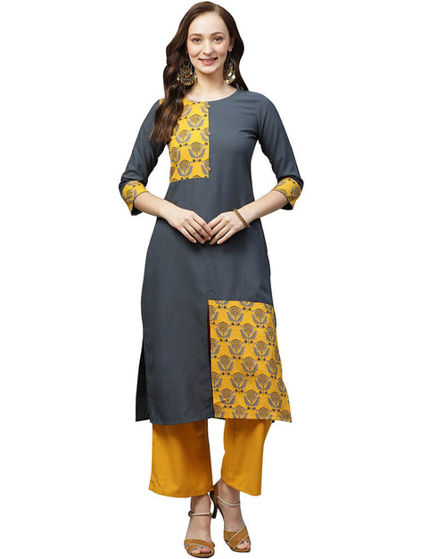 Grey Rayon Palazzo Straight