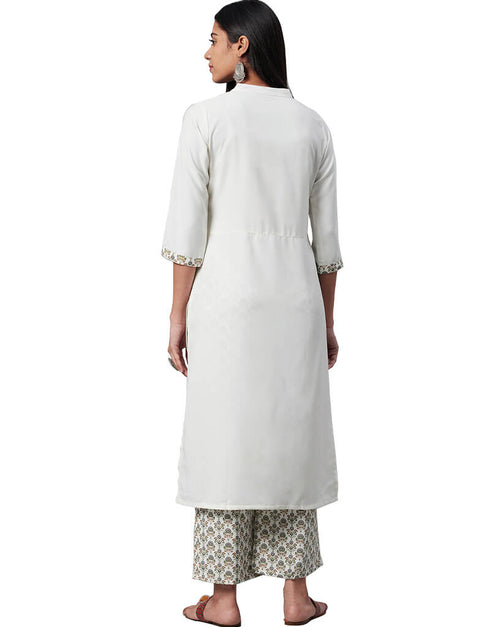 White Rayon Palazzo Straight Back View