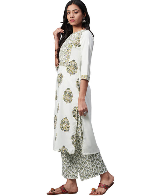 White Rayon Palazzo Straight Closure View