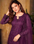 Purple Net Chudidar Suit Closure View