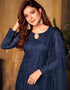 Navy Blue Net Chudidar Suit Closure View