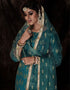 Blue Soft Net Sharara Suit Closure View