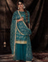Blue Soft Net Sharara Suit