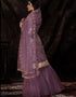 Purple Soft Net Sharara Suit Closure View