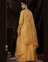 Yellow Soft Net Sharara Suit Closure View