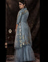 Blue Soft Net Sharara Suit Closure View
