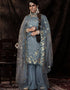 Blue Soft Net Sharara Suit