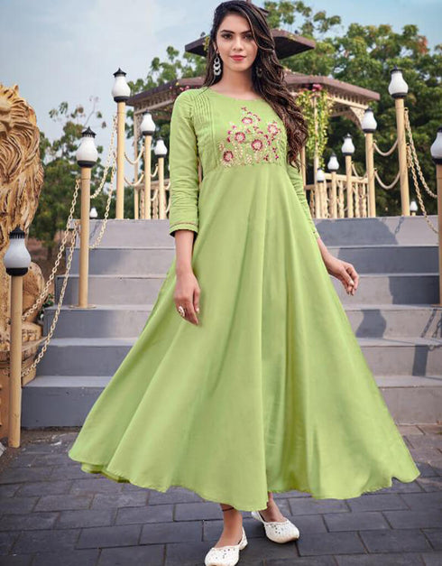 Pista 14 Kg Heavy Rayon Anarkali Kurti