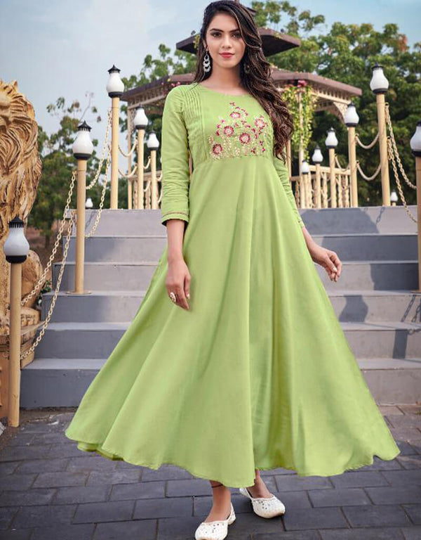 Pista 14 Kg Heavy Rayon Anarkali Kurti